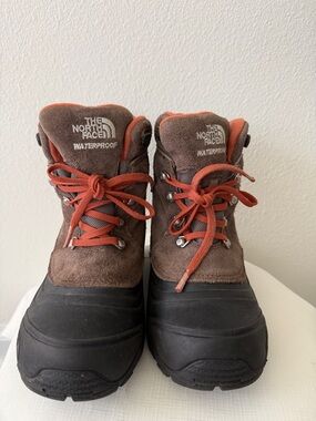 The North Face Brown Suede & Orange Lace Waterproof Boots